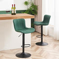 YOUNUOKE Bar Stools Set of 2, Counter Height Stools for Kitchen, 24 inch Swivel Barstools, Adjustable Island Chairs with Back, Dark Green