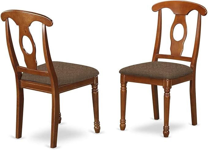 East West Furniture PSNA7-SBR-C 7 Piece Dinette Set Consist of a Rectangle Dining Room Table with Butterfly Leaf and 6 Linen Fabric Upholstered Dining Chairs, 32x60 Inch, Saddle Brown