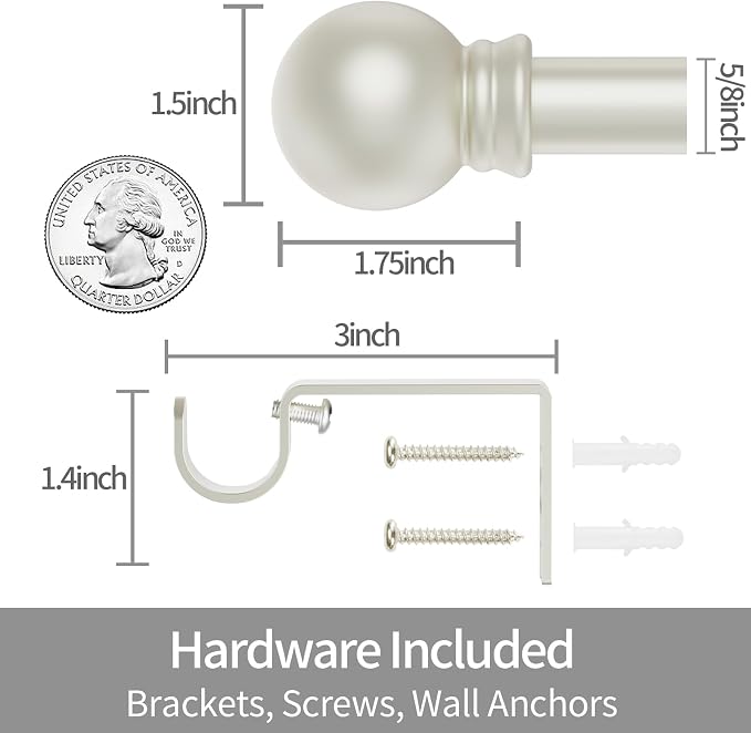 Thestoa Nickel Curtain Rods for Windows 48 to 84-92 Inch, Stainless Steel Long - Image 3
