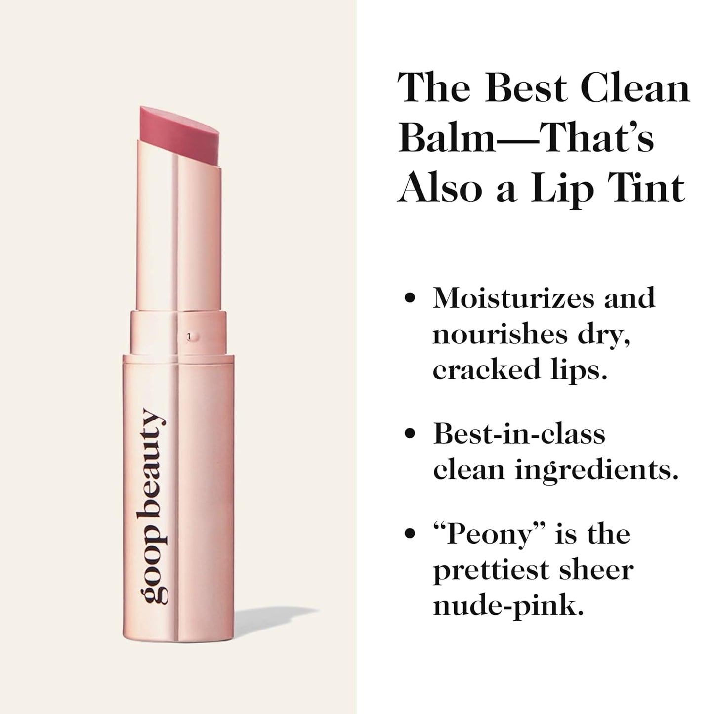 goop Beauty Tinted Lip Balm - Moisturizing, Soothing, Hydrating Lip Balm for Chapped, Cracked & Dry Lips, Nude-Pink Color, 0.16 oz