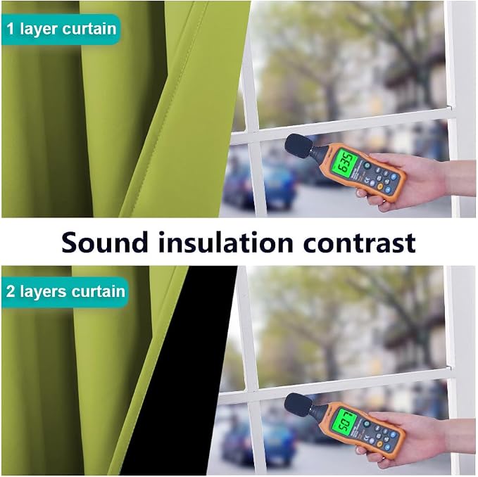 NICETOWN 100% Blackout Lined Curtains, Fresh Green, 1 Pair, 2 Thick Layers - Image 4