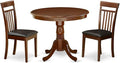 East West Furniture ANCA3-MAH-LC 3 Piece Kitchen Table Set for Small Spaces Contains a Round Dining Room Table with Pedestal and 2 Faux Leather Upholstered Chairs, 36x36 Inch, Mahogany