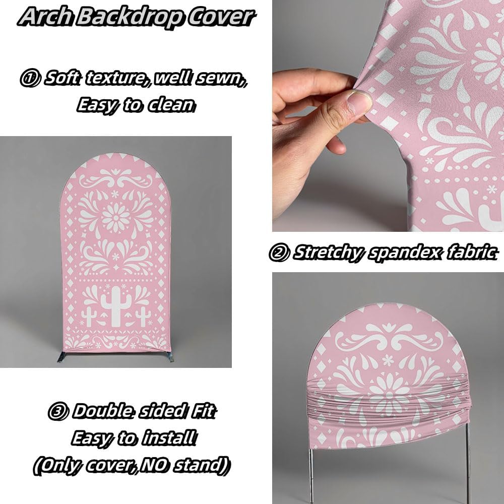 Arch Backdrop Cover Pink Mexican Fiesta Party Decorations Arch Stand Spandex Cover Girls Bloom Birthday Parties Wedding Baptism Baby Shower Decors (3.3x6.5ft Cover,G3767)