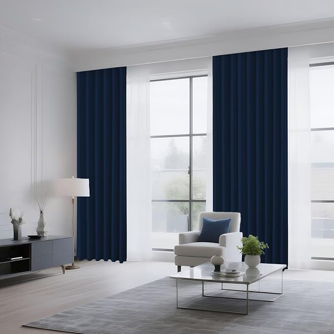 CUCRAF Navy Blue Blackout Curtains 72 inch Length 2 Panels Set, Rod Pocket Room - Image 8