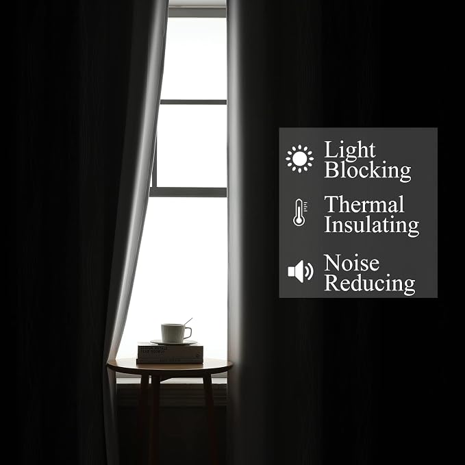 Estelar Textiler Black and Greyish White Ombre Short Blackout Kitchen Curtains - Image 3