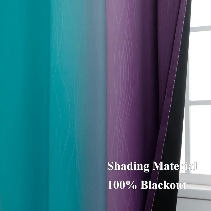 Estelar Textiler Teal and Purple Blackout Curtains - Image 5