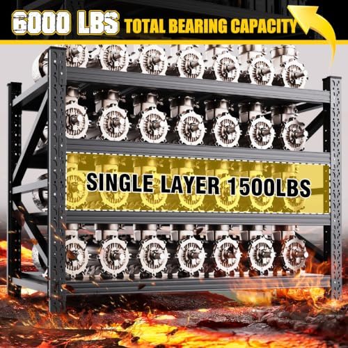 79"W garage shelving 6000LBS Heavy Duty Storage Shelves 4 Tier Metal Shelving - Image 4