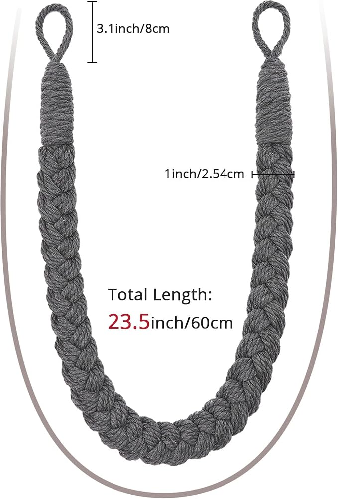NICEEC 4 Pack Natural Cotton Rope Curtain Tiebacks Elegant Boho Style - Image 3