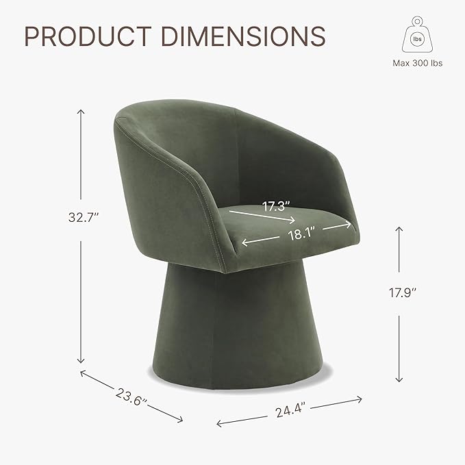 Swivel Dining Chairs Modern Accent Armchair Side Deskchair for Diningroom Vanity Bedroom Livingroom Reading Room,Green,1 Box