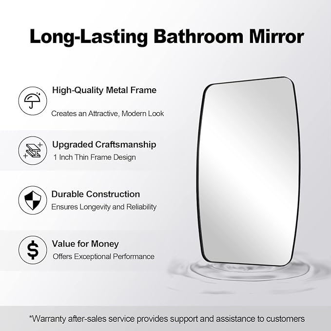 ANDY STAR Oval Bathroom Mirror, 24x32’’ Matte Black Metal Frame Oblong Mirror for Bathroom, Modern Black Oval Bathroom Mirror for Over Sink, Hangs Horizontal or Vertical