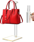 Acrylic Purse Display Stands, 14"-24" Adjustable Height Handbag Holder, Clear Purse Rack Stands for Closet Retail, Durable Gold Trim Bag Stand Hanging Wallet Jewelry Necklace Organizer