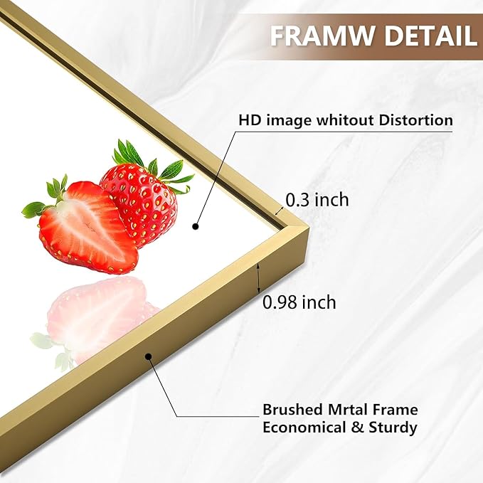Gold Bathroom Mirror, 20"x30" Rectangle Mirror, Brushed Gold Mirror, Metal Frame Square Corner Vanity Mirror, Wall Mounted Mirror for Modern, Living Room, Bedroom, Horizontal Or Vertical