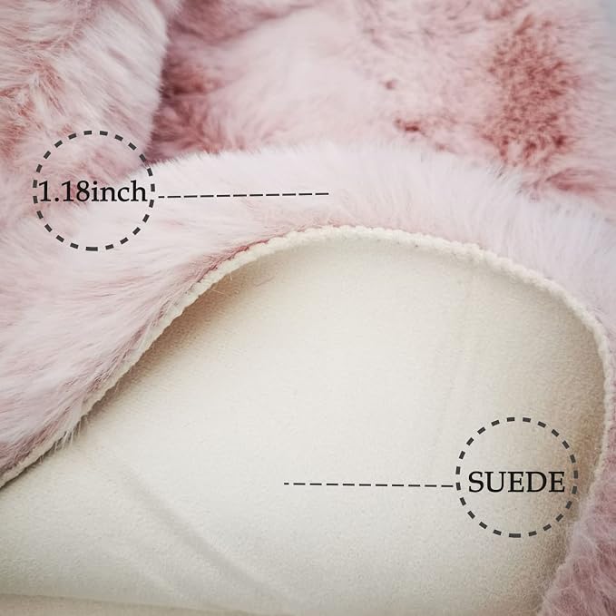 Ghouse Soft Faux Sheepskin Fur Rug 2x4 Pink Fluffy Bedside Rugs Plush Rug Shag - Image 2