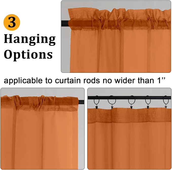 Gwine Sheer Curtains 72 Inches Long 2 Panels - Image 3