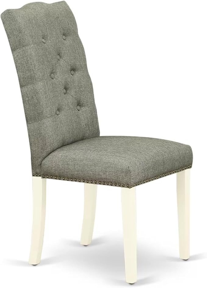 East West Furniture V027EL207-6 6 Piece Modern Dining Table Set Contains a Rectangle Wooden Table with V-Legs and 4 Gray Linen Fabric Parson Chairs with a Bench, 40x72 Inch, Multi-Color
