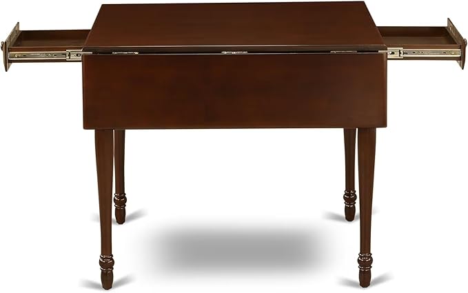 East West Furniture MZDA3-MAH-C 3 Piece Kitchen Table Set for Small Spaces Contains a Rectangle Dining Table with Dropleaf and 2 Linen Fabric Upholstered Chairs, 36x54 Inch, Mahogany