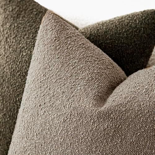 Foindtower Decorative Textured Boucle Throw Pillow Covers 20x20 Light Khaki - Image 4