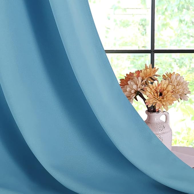 NICETOWN Blackout Window Curtains 80 inch Long, 2 Panels, 34 inch, Teal Blue - Image 4