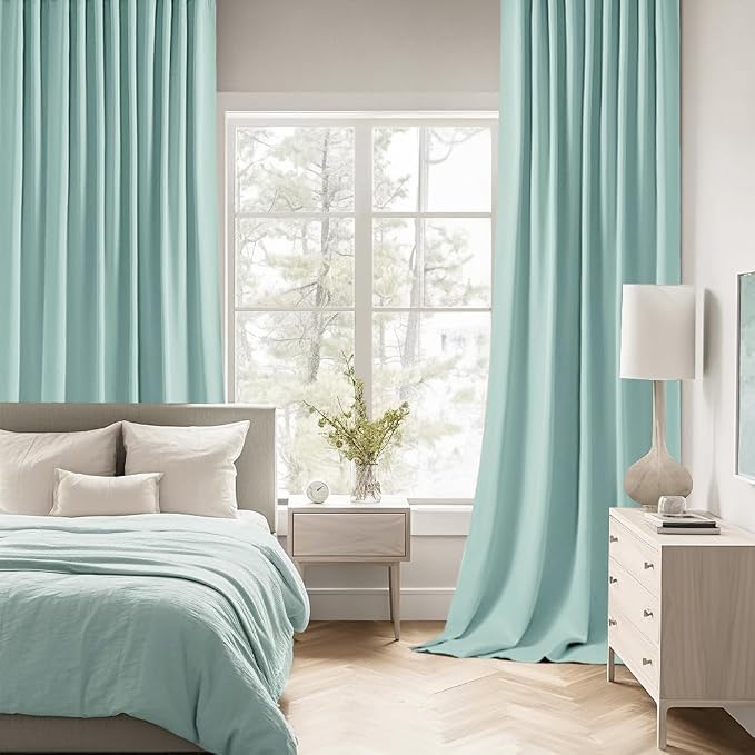 MIULEE Aqua Back Tab Blackout Curtains 108 Inch Long 2 Panels Set - Image 2