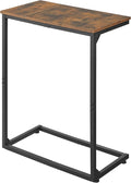 C Shape End Table, Large Surface Couch Table, C Table Sofa Side End Table, Side Table for Couch Slide Under, for Living Room, Bedroom, Home Office, Rustic Design, 21.7" D x 11.8"W x 26.4"H