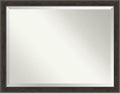 Amanti Art Brown Wall Mirror 34x44 Shipwreck Greywash Narrow Rectangle Bathroom Mirror for Wall Decor Living Room, X-Large Traditional Frame, Hangs Horizonally and Vertically, Bathroom Decor, Beveled