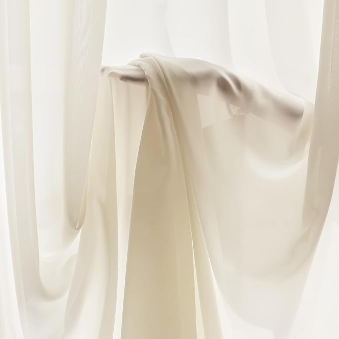 FMFUNCTEX Sheer Non-See-Through Butter Cream Curtains - Image 3