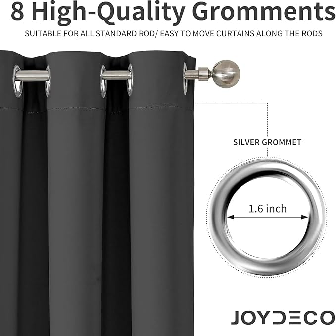 Joydeco Blackout Curtains 95 Inch Length 2 Panels Set, Thermal Insulated Grey - Image 3