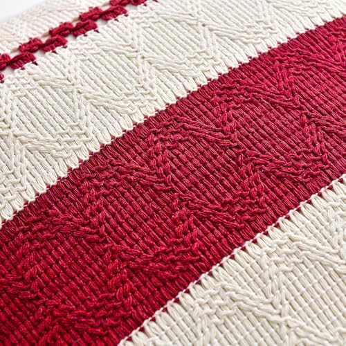 Fancy Homi Set of 1 Boho Red Big Decorative Throw Pillow Cover 24x24 Inch - Image 4