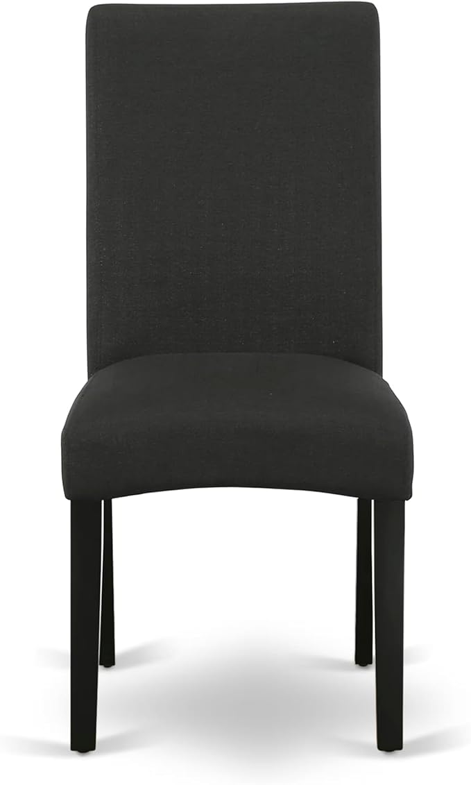 East West Furniture V627DR124-5 5 Piece Dining Room Table Set Includes a Rectangle Kitchen Table with V-Legs and 4 Black Color Linen Fabric Parson Dining Chairs, 40x72 Inch, Multi-Color
