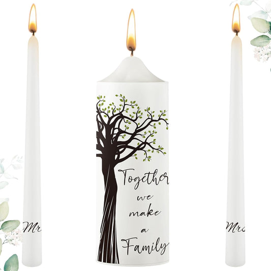 Frienda Unity Candles for Wedding Ceremony Set Wedding Unity Taper Candles Catholic Religious Ceremony Accessories(Tree Style)