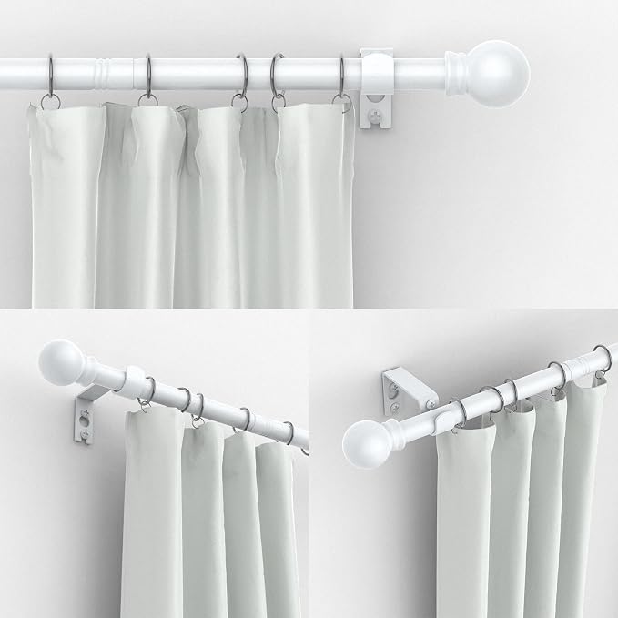 Thestoa Curtain Rods for Windows 30-62 Inch, 5/8" White Curtain Rod for Bedroom - Image 2