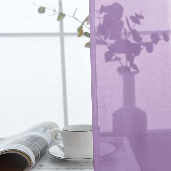 SpaceDresser Lavender Sheer Curtains 4 Panels Rod Pocket Semi-Sheer Curtain 84 - Image 5