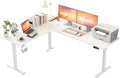 Agilestic L-Shaped Standing Desk Adjustable Height, Electric Corner Standing Desk, Sit Stand Up, 75x61 inch Sit Stand Computer Table, White