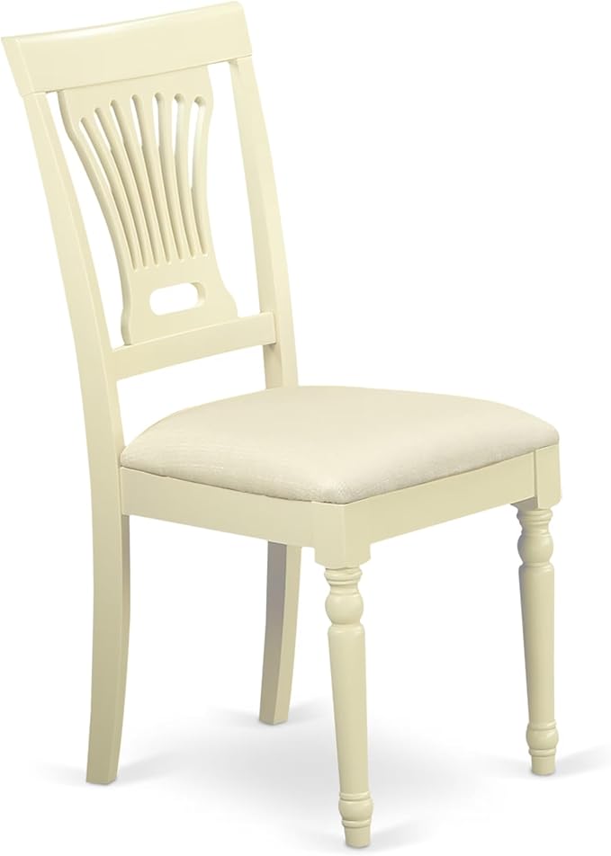 East West Furniture HLPL3-BMK-C 3 Piece Dining Room Furniture Set Contains a Round Kitchen Table with Pedestal and 2 Linen Fabric Upholstered Dining Chairs, 42x42 Inch, Buttermilk & Cherry