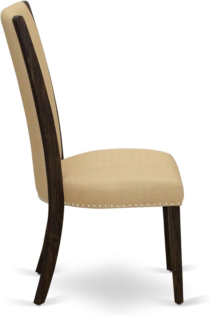 East West Furniture X727VE703-9 9 Piece Kitchen Table Set Includes a Rectangle Dining Table with X-Legs and 8 Brown Linen Fabric Parson Dining Room Chairs, 40x72 Inch, Multi-Color