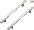 15 Pack Cabinet Handles 5" Hole Center - Curved Cabinet Pulls Brushed Nickel Drawer Pulls for Kitchen Cupboard Solid Hardware for Dresser Drawer Arch Hardware