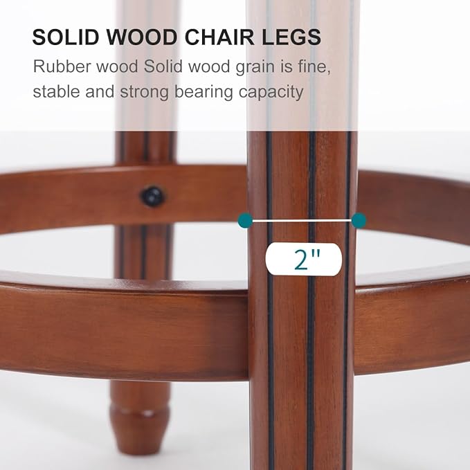 Cow top Leather Wooden Bar Stools, 29.5" Bar Height Bar Chair with Back, 180 Degrees Swivel Barstools Chair for Home Kitchen Counter,Dining Room (Black-1pc, Counter Height-Seat Height 26”)