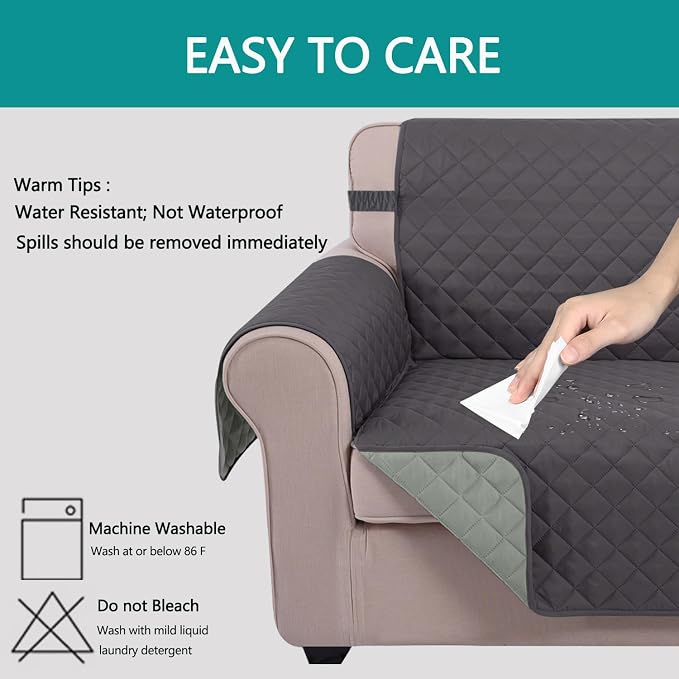 U-NICE HOME Reversible Oversized Chair Covers Quilted Water Repellent Pet - Image 4