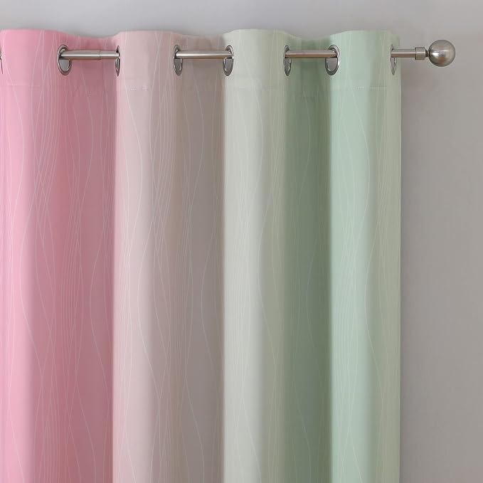 Estelar Textiler Sage and Pink Blackout Curtains - Image 4