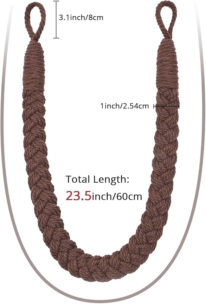 NICEEC 4 Pack Natural Cotton Rope Curtain Tiebacks Elegant Boho Style - Image 3