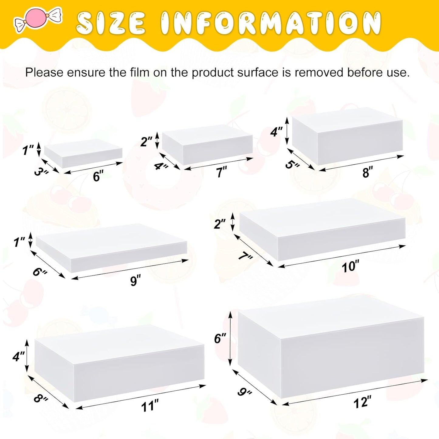 Leinuosen 7 Pcs Large Buffet Risers Set 6" to 12" Acrylic Display Box Catering Dessert Table Riser Food Display Decorative Stand with Hollow Bottom for Catering Supplies(White, Rectangle)