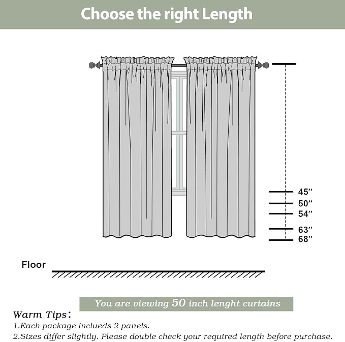 OWENIE Sheer Curtains, Ivory Sheer Curtains 50 Inch Length 2 Panels Set - Image 2