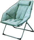 Hexagon Foldable Living Room Chair, Saucer Chair for Adults, Comfy Bedroom Lounge Chair, Moon Chair, Lazy Folding Chair for Dorm Rooms (Chair-Green)
