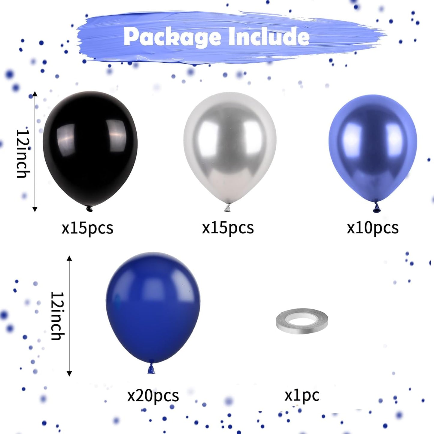 Blue and Black Balloons, Navy Blue and Silver Balloons Metallic Silver Dark Blue Balloon Party Latex Balloon Black Blue Ballons for Kids Adults Birthday Space Party Wedding Baby Shower