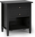 SIMPLIHOME Warm Shaker SOLID WOOD 24 inch Wide Transitional Bedside Nightstand Table in Black for the Living Room and Bedroom