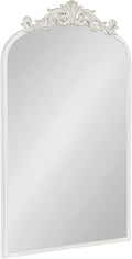 Kate and Laurel Arendahl Traditional Arch Wall Mirror; 19 x 31; Antique White; Vintage Glam Baroque-Inspired Arched Bathroom Vanity Mirror with Ornate Crown