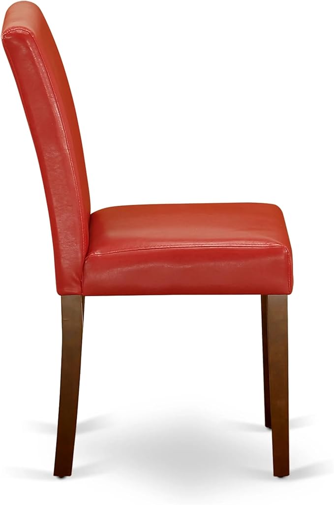 East West Furniture CAAB5-MAH-72 5 Piece Dining Set Includes a Rectangle Dining Room Table and 4 Firebrick Red Faux Leather Upholstered Chairs, 36x60 Inch, Mahogany