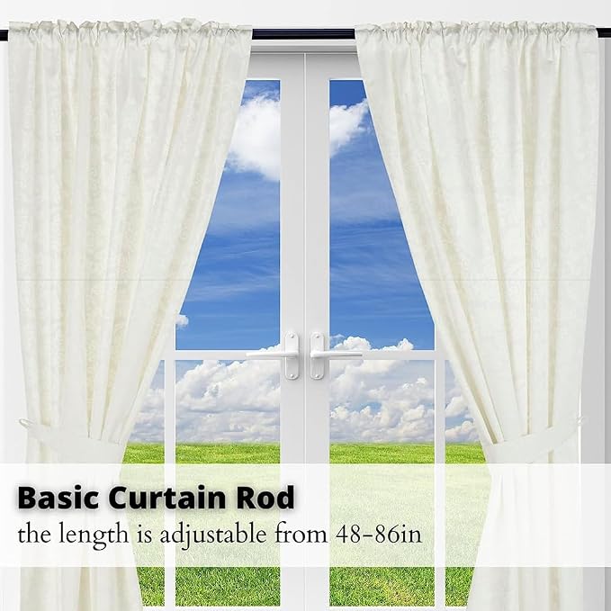 Blu-Pier Tech Heavy Duty Single Rod 28"-48" Adjustable Curtain Rod Hardware - Image 4