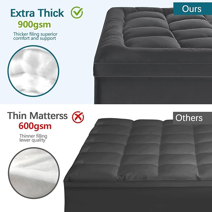 CYMULA Twin XL Mattress Topper - Soft Cooling Mattress Pad for College Dorm Room Essentials - Extra Thick Long Protector Cover for Back Pain, Single Bed Topper Pillow Top with 8''-21'' Deep Pocket