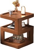 Solid Wood Nightstand,End Tables Bedroom Small Shelf Modern Nightstand Wood Side Table (Walnut Brown-21.3 * 15.8 * 15.8)